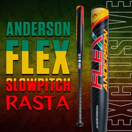 2023 Anderson Flex Slowpitch Softball Bat Limited Edition Colorways - Dual Stamp USA/ASA & USSSA – ½ oz End Loaded Single-Wall Alloy (Rasta, 34/28OZ)