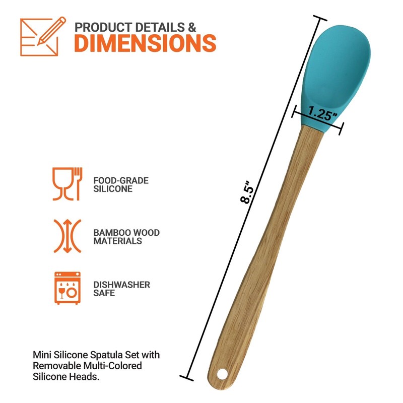Exultimate Spatula Cooking Utensils Silicone Mini Wood Handle Heat Resistant