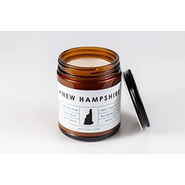 New Hampshire State Candle - Rambling Caravan - Soy/Coconut Wax, Cotton Wick, Phthalate Free (7oz) - Sea Salt and Orchid