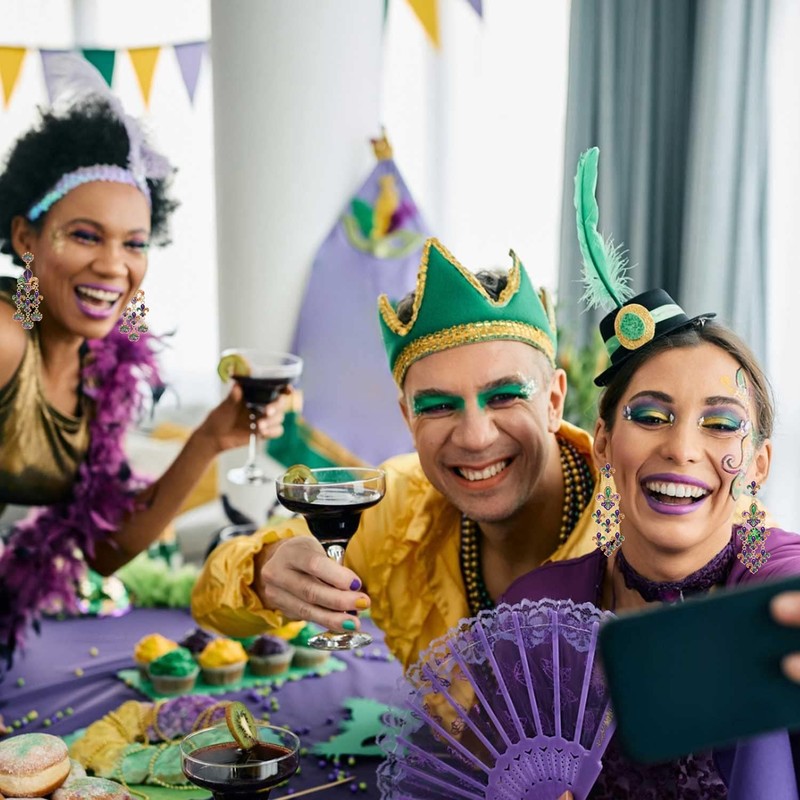 Mardi Gras Earrings for Women Layer Fleur De Lis Mask