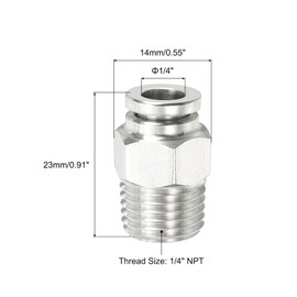 sourcing map Push to Connect Fitting, 1 Pcs 304 Stainless Steel PC Male Straight 1/4" Tube OD x 1/4" NPT Thread Push to Connect Tube Fitting Pneumatic Push Lock Fitting