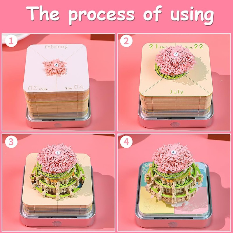 YANGUN Time Piece Calendar 2025 Castle, 3D Memo Pad Calendar