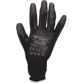 KS Tools Brilliant Tools BT156901 12 Pairs Black Micro Fine Knit Gloves, XL / 10 [Powered by KS Tools]