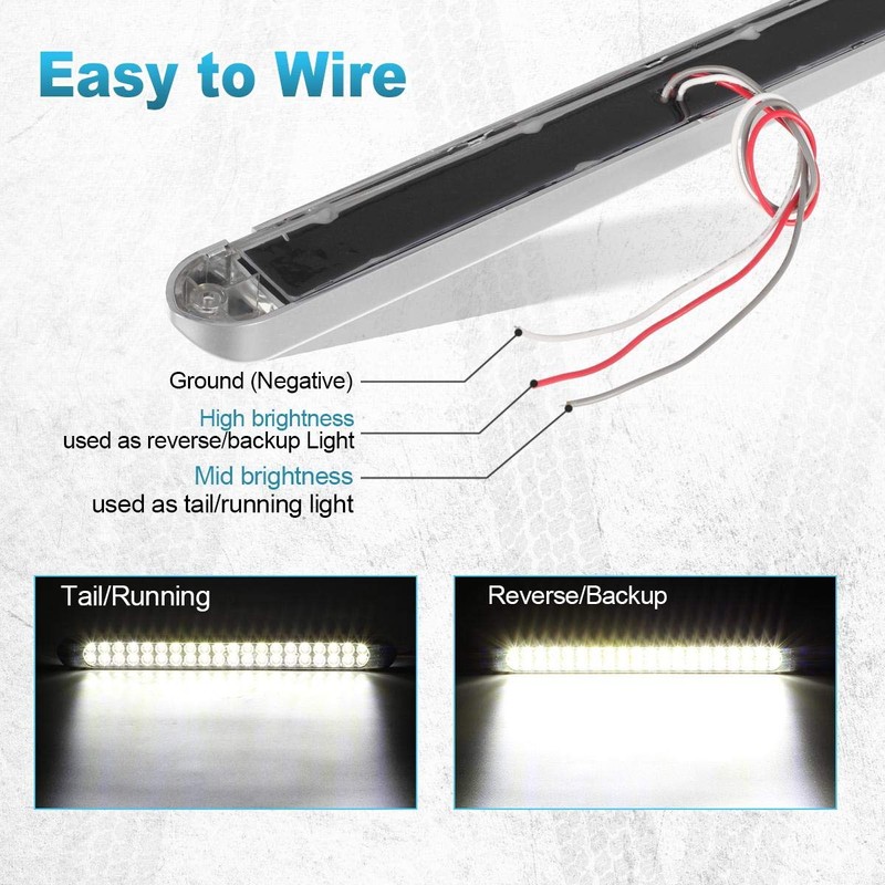Partsam 2Pcs 17 Inch White Led Truck Trailer Light Bar