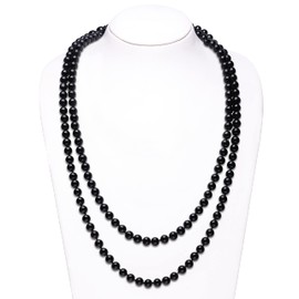BABEYOND® Art Deco Fashion Faux Pearls Flapper Beads Cluster Long Pearl Necklace 59 inch (Black, 59)