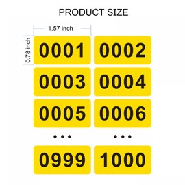 3 Rolls 1-1000 Inventory Number Sticker Labels, 1.57 X 0.78 Inch Self-Adhesive Numbered Labels Inventory Stickers Set for Inventory Storage Classification (Yellow, Blue, White)
