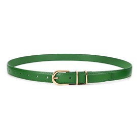 JASGOOD Women Leather Belt for Jeans Pants Fashion Ladies Dress Belt with Gold Single Prong Buckle,Green