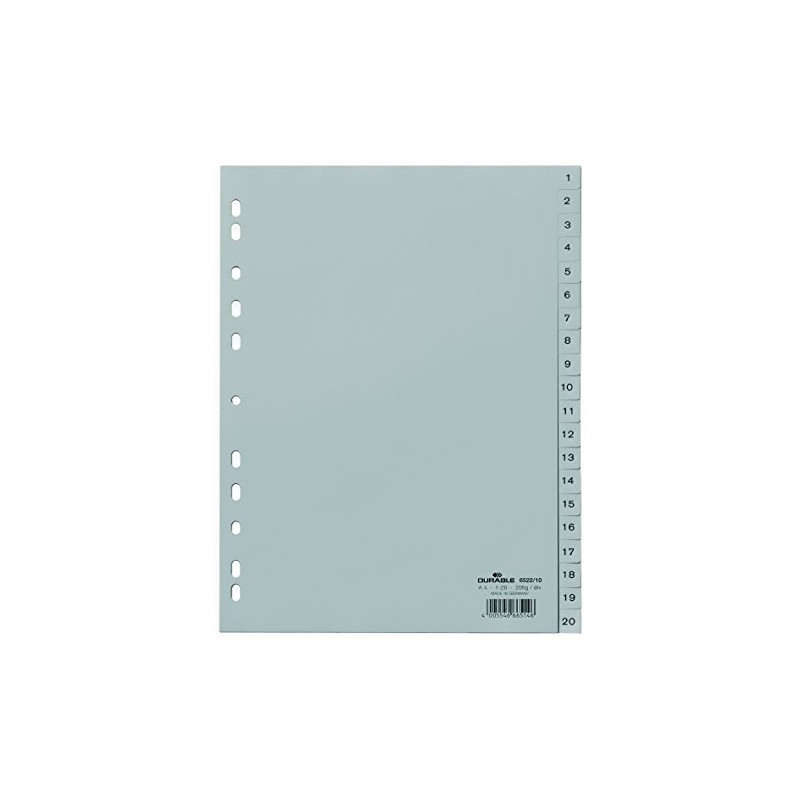 DURABLE Hunke &Jochheim Index Polypropylene 1–20, Grey, A4 215/230 x