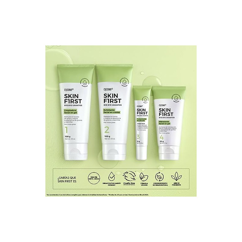 Cyzone Limpiadora Facial Bye Bye Granitos Skin First, 100g.