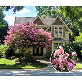 Crape Myrtle Muskogee | 2 Extra Large 3 Gallon Plants | Lagerstroemia Indica | Beautiful Low Maintenance Lavender Blooming Tree