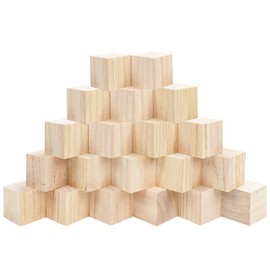 Belle Vous Wooden Cube Large (Pack of 20) Wooden Cube 5 x 5 x 5 cm Natural Wooden Blocks Natural - Natural Untreated Blank Cube Wooden Blocks - Wooden Building Blocks Natural for Learning, Crafts, DIY