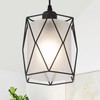 IMPIOIO Over Sink Pendant Light with Frosted Glass Black Cage