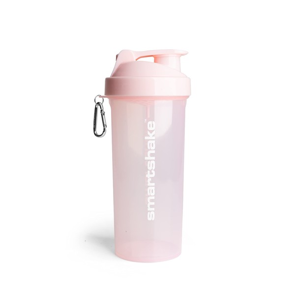 Smartshake Lite Protein Shaker Bottle 1000ml | Leakproof Gym Shaker Drink Bottle for Protein Shakes | Clear PP Water Bottle, BPA & DEHP Free Protein Powder Shaker Cup for Men & Women, Cotton Pink