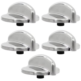 Feuaue 5 Packs Silver WB03K10303 Profile Stove Cooktop Oven Rang Knob Repl. # AP4980246, 1810427 Fit for GE JGB908SEL1SS JGB908SEL2SS JGB908SEL3SS