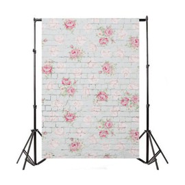 AOFOTO 4x6ft Brick Wall Flower Backdrop Sweet Roses Floral Pattern Wall Photography Background Kids Birthday Party Decoration Kid Baby Girl Newborn Portrait Photo Studio Props Vinyl Wallpaper