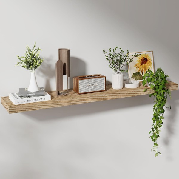 Floating Shelves, 8 Inch Deep Modern Solid Wood Wall Shelves