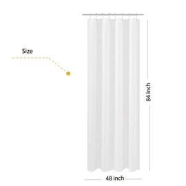 N&Y HOME Fabric Shower Curtain Liner Extra Long Stall Size 48 x 84 inches, Hotel Quality Washable White Shower Liner, 48x84