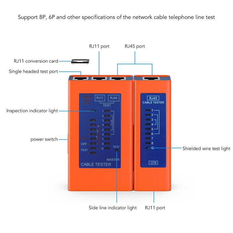 Network Cable Tester Continuity Checking Split Type Multifunctional ABS Cable