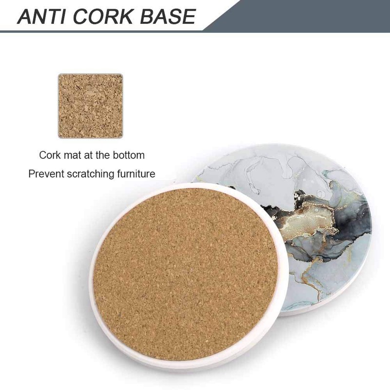 HAOCOO Drink Round Coasters with Holder (Set of 6), Absorbent