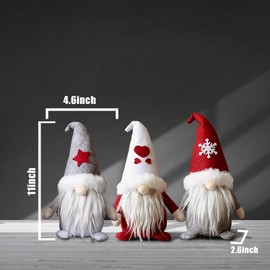 Gnome Christmas Decorations Set of 3，Christmas Santa Claus Gnome for Christmas Tree Decor，Plush Christmas Gnomes Handmade for Xmas Decor，Star,Heart,Snow