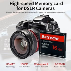 Extreme 16GB Compact Flash Memory Card, High Speed CF Card UDMA Speed Up to 60MB/s SLR Camera CF Cards