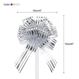 MECCANIXITY 20pcs 4 Inch Large Organza Pull Bow Metallic Chiffon Gift Wrapping Bows Ribbon for Wedding Presents Christmas, Gold/White/Silver/Purple