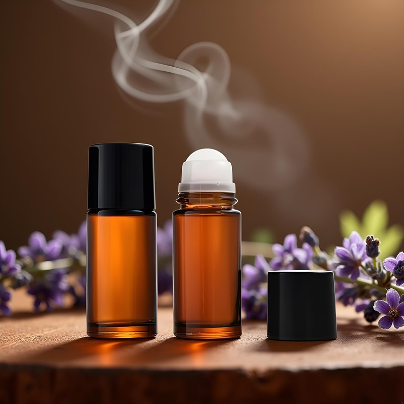 aoukoslt 2Pcs Brown 50ml Glass Essential Oil Roller Bottles -