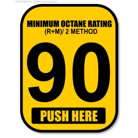 OwntheAvenue 90 Octane Gas Pump Button Label Vinyl Sticker Gasoline Petrol Decal 2x2.5 Inch