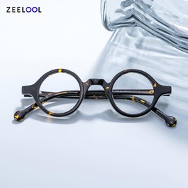 Zeelool Vintage Small Round Blue Light Blocking Reading Glasses for Men Women, Retro Wood Grain Readers Computer Eyeglasses Anti Eyestrain/UV Arale FA0176-01(Tortoise, 3.0)