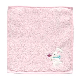 Bloomie's 000541-0034-01 Bunny Small Towel (Pink), 100% Cotton, Children's Hand Towel, Mini Towel, Animal, Flower, Rabbit Motif, Approx. 5.9 inches (15 cm)