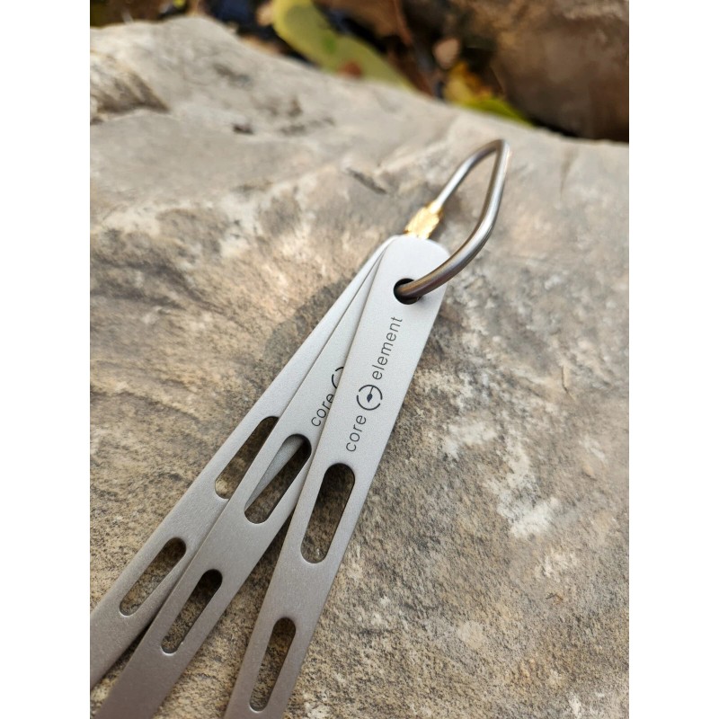 Core Element 100% Titanium Three-piece Utensil Set Fork Knife Spoon