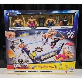 Mattel WWE Knuckle Crunchers Mini Mayhem Ring Bundle - New