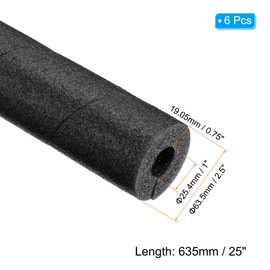 PATIKIL Pipe Insulation Foam Tube, 6Pcs 25"Lx1"IDx0.75"T No Adhesive Pole Wrap Pipe Cover Pool Noodles Multi-Purpose Soft Foam Tubing for Handle Outdoor Swimming Pool, Water Pipes, Black
