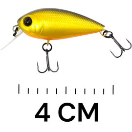 SEABUZZ Wobbler Sparky Crank 3.3 g 4 cm Flat Runner 0.5 - 0.7 m - Pike Zander Trout Bass Catfish Fishing Lure - 2 Treble Hooks - Predator Fishing Bait - Artificial Bait - Trout Bait - Fishing Lures