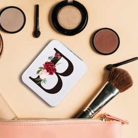 SUNBMO Initials Letter B Watercolor Flowers Compact Mirror PU Leather Makeup, Granddaughter Gifts from Grandma, Christmas, Valentine's, Gifts for Granddaughter