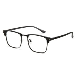 Cyxus Men Blue Light Blocking Glasses Half Rimless Computer Gaming Glasses Square Fashion Glasses Black