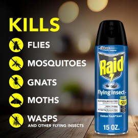 Raid Flying Insect Killer, Kills Flies, Mosquitoes, and Other Flying Insects on Contact, For Indoor and Outdoor Use, 15 oz