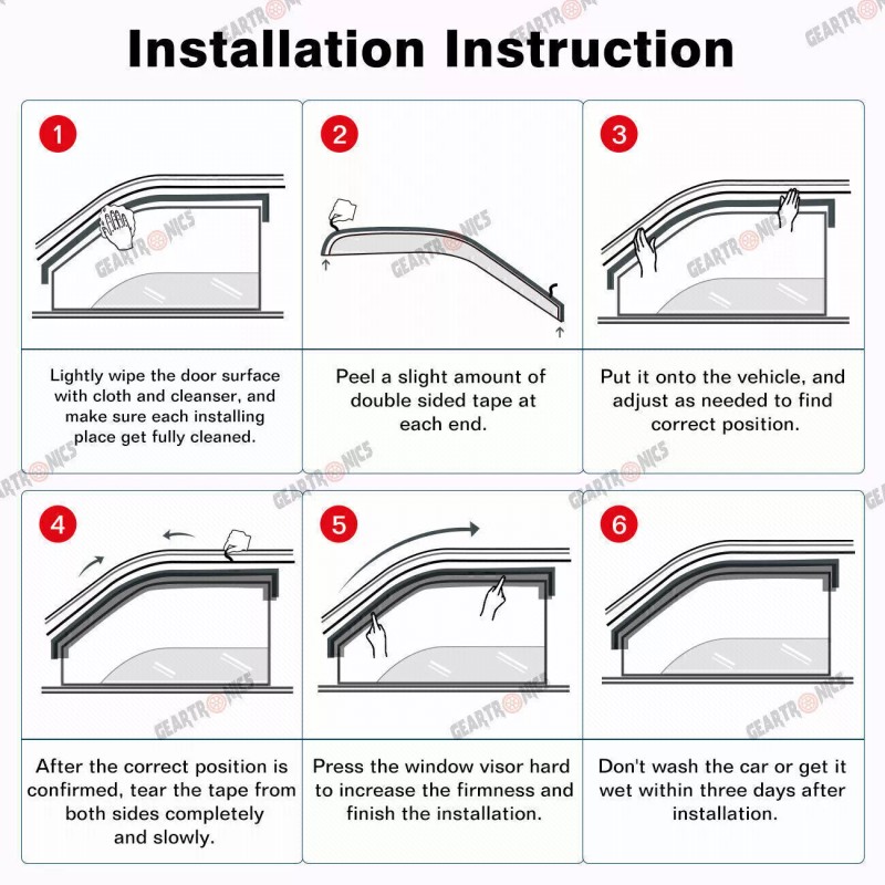 GEARZAAR For 2013-2017 Honda Accord Chrome Trim Window Visors Vent