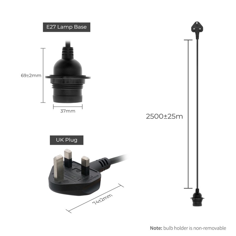 FIRMERST Outdoor Pendant Light Fitting with Plug, E27 Lamp holder
