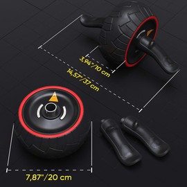 Ab Roller for Abs Exercise Workout Fitness -Ab Wheel Roller Knee Mat Resistance Bands Home Gym Equipment for Men Women Abdominal Exercise (Black w Resistance Bands)