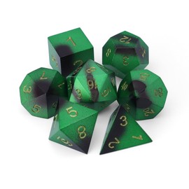 CSITORWWE Camouflage Color Style DND Metal Dice,7PCS Heavy Metal Dice Set,Polyhedral D&D Dice with Gift Case for Dungeons and Dragon RPG MTG Table Games (Green & Black-Golden Font)