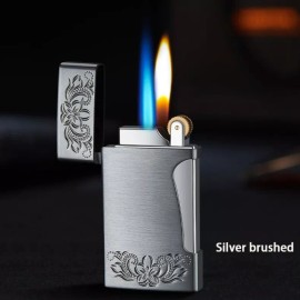 The Vintage Lighter Double Flame Butane Soft Flame & Torch Flame Lighter With Beautiful Flint Wheel - Matte Black