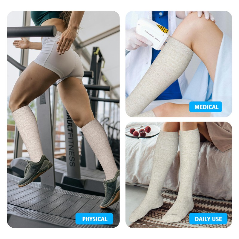 LEVSOX Cotton Compression Socks for Women&Men 20-30 mmHg Knee High