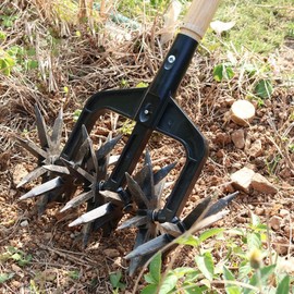 Rotary Cultivator Tool, Garden Handheld Tiller, Cultivator Cordless Tiller for Reseeding Grass or Soil Mixing