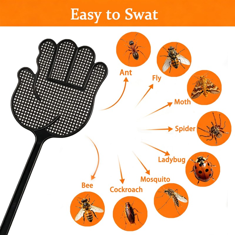 Heavy Duty Fly Swatter with Long Handle, Large swatting Surface,