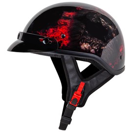 Cartman Cruiser Scooter Motorcycle Half Face Helmet, Red Skull USA Graphics, DOT Approved for Bike Scooter ATV UTV Chopper X-Large