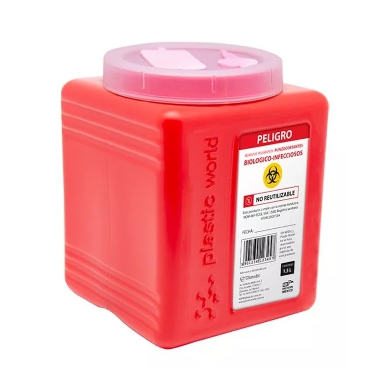 P&W Recolector De Rpbi Punzocortantes 1.5 Litros Paq C/10 Piezas