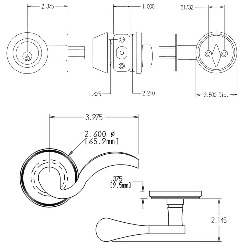 FPL Bordeaux Passage Left Hand Lever Set and Atlantis Deadbolt