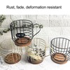 Coffee Pod Holder Iron Large Capacity Space Saving Wooden Base