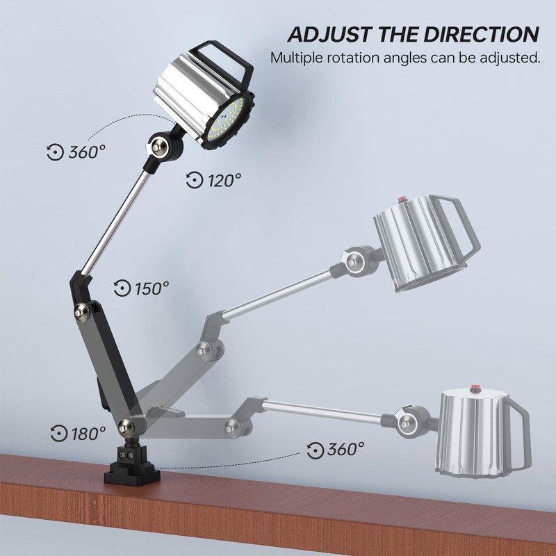 Cangzhoucl Wood Lathe Light, 18W Swing arm Machine Work Light,